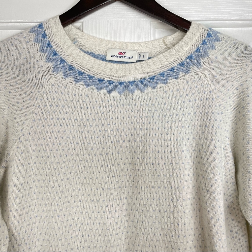 Vineyard Vines Cashmere Whale Sweater Small Women’s Wool Blue Cream - Picture 3 of 8